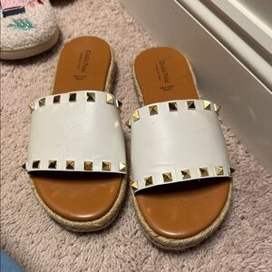 Gianni Bini White and Gold Studded Sandals